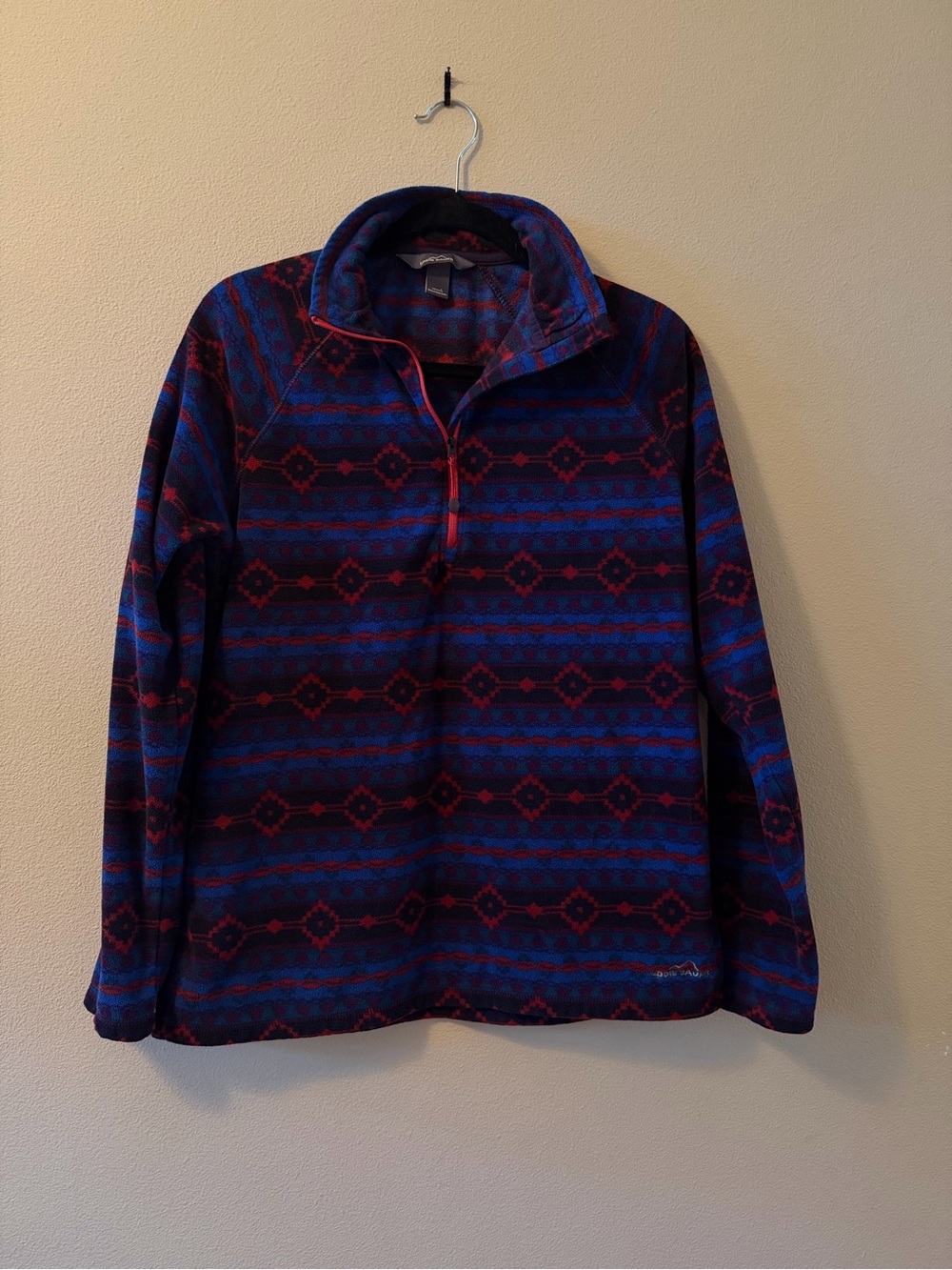 Eddie Bauer Quarter Zip Womens sz Large Patterned Quarter-Zip Fleece Sweater